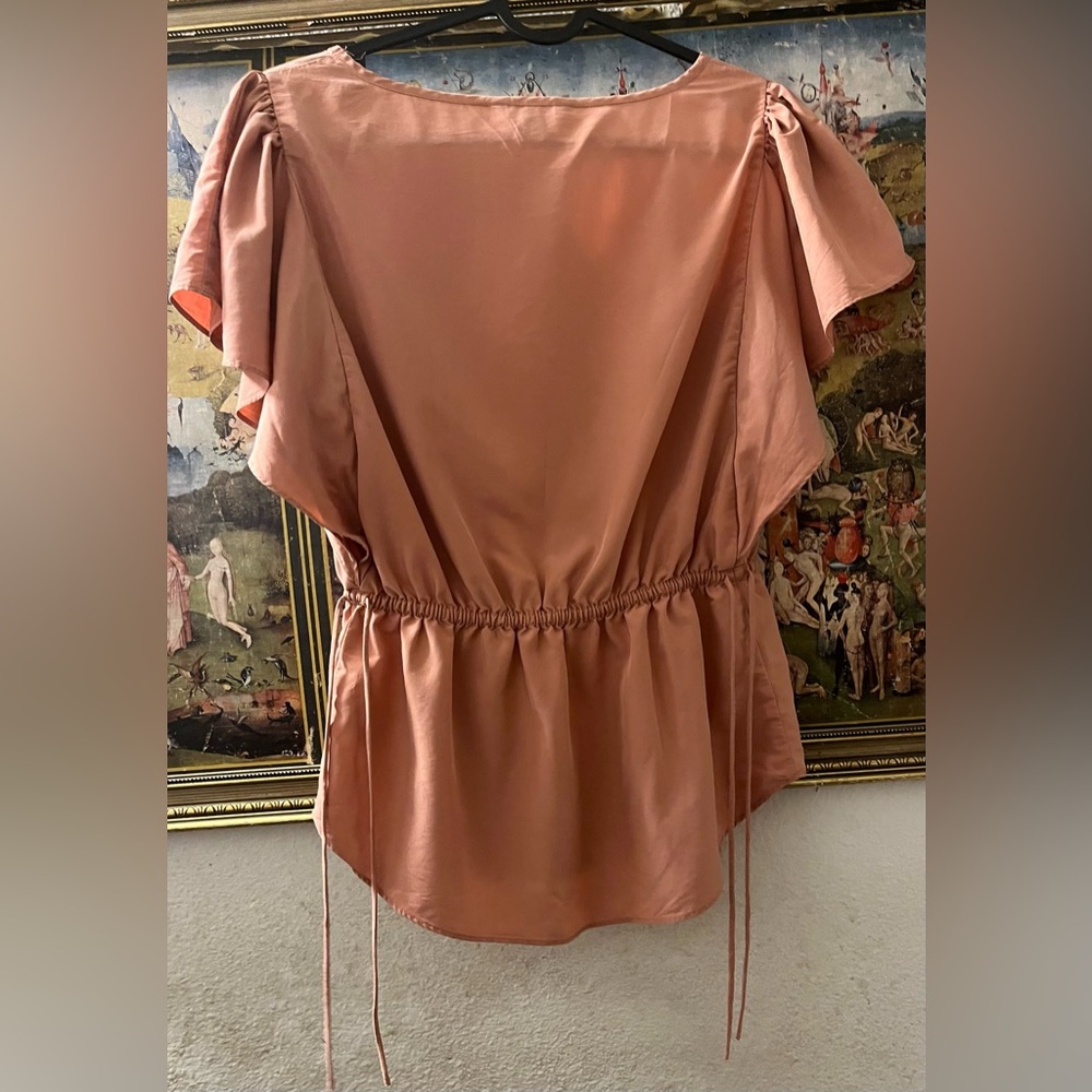 Express Coral Ruffle Sleeve Top - Picture 2 of 3